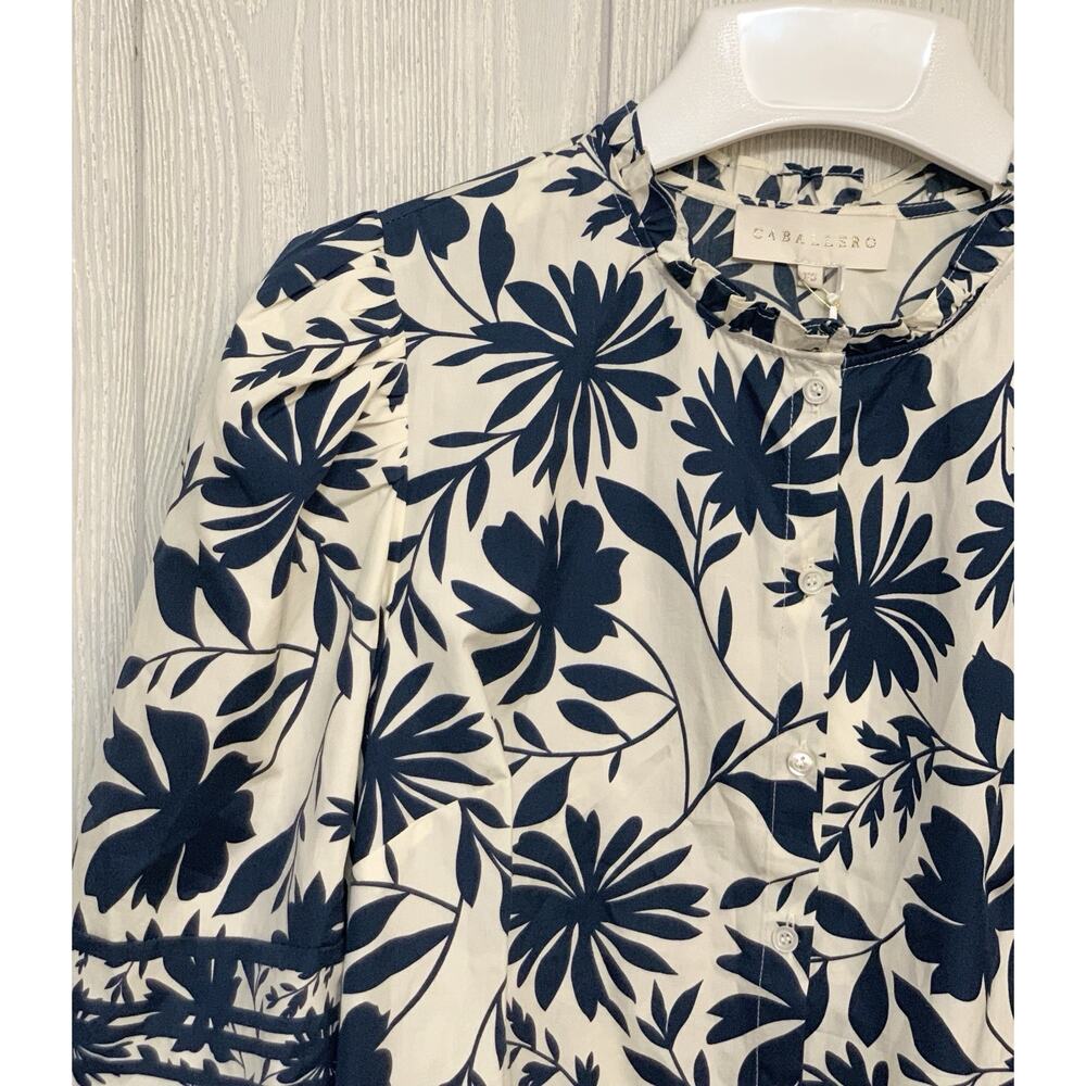 Caballero Celeste Top Palm Springs Blue Floral XS NWT - Picture 5 of 9